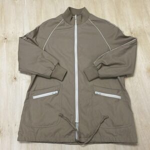 Vintage Windy Weather Jacket Womens 14 Beige Cotton Twill Full Zip Lined Pockets